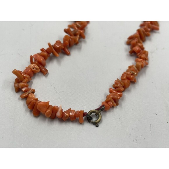 Vintage Antique Southwestern Red Branch Coral Necklace Graduated 17” Salmon - Picture 4 of 6